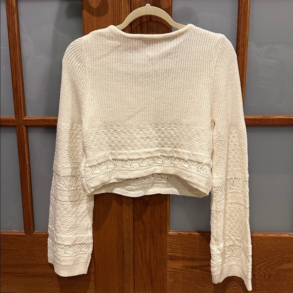 NWOT! Cider Cream Sweater Crop Top with Colorful Floral Accents​ - Picture 3 of 7